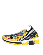 Dolce & Gabbana Yellow Sorrento Crystals Low Top Sneakers Shoes - Zeiniez