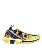 Dolce & Gabbana Yellow Sorrento Crystals Low Top Sneakers Shoes - Zeiniez