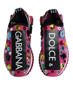 Dolce & Gabbana Pink Sorrento Crystals Low Top Sneakers Shoes - Zeiniez