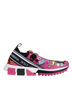 Dolce & Gabbana Pink Sorrento Crystals Low Top Sneakers Shoes - Zeiniez