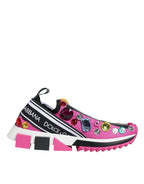 Dolce & Gabbana Pink Sorrento Crystals Low Top Sneakers Shoes - Zeiniez