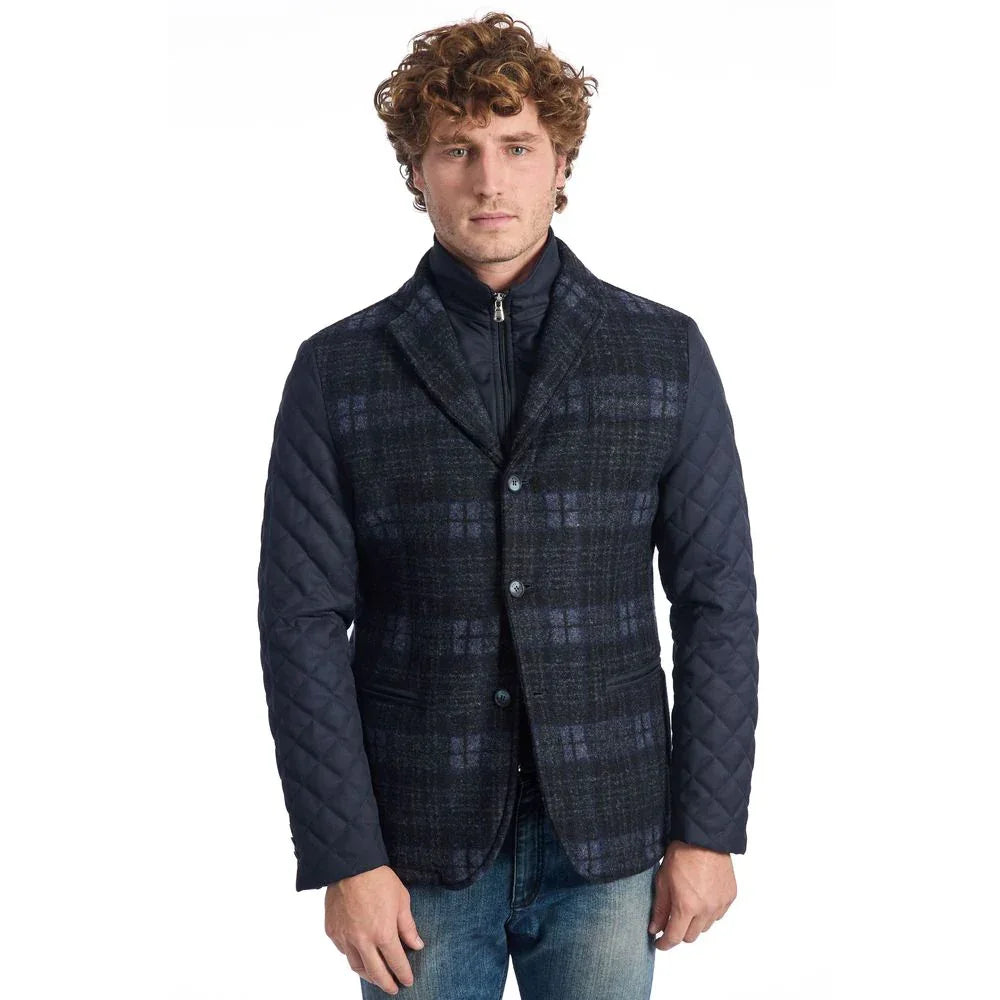 Roberto Pepe Luxury Blue Wool Men Jacket - Zeiniez