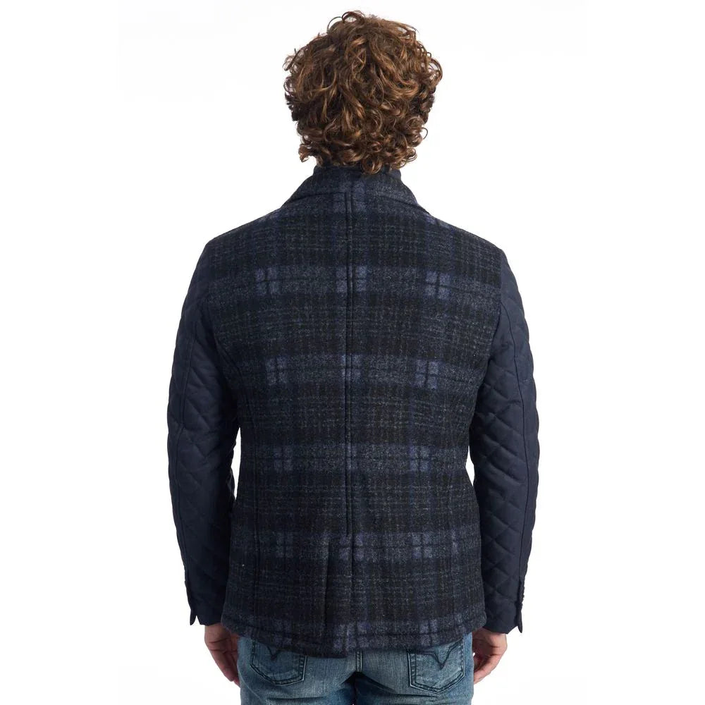 Roberto Pepe Luxury Blue Wool Men Jacket - Zeiniez