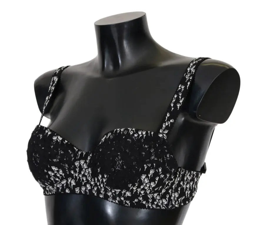 Dolce & Gabbana Black Silk White Lace Stretch Underwear Bra - Zeiniez