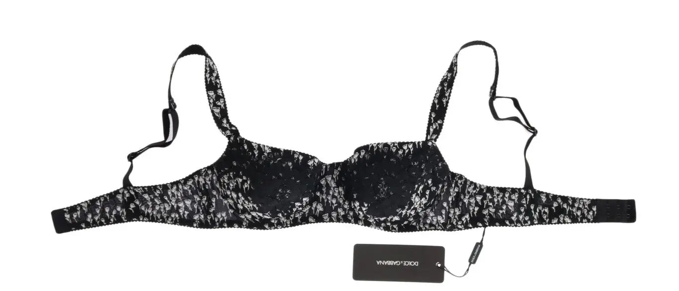 Dolce & Gabbana Black Silk White Lace Stretch Underwear Bra - Zeiniez