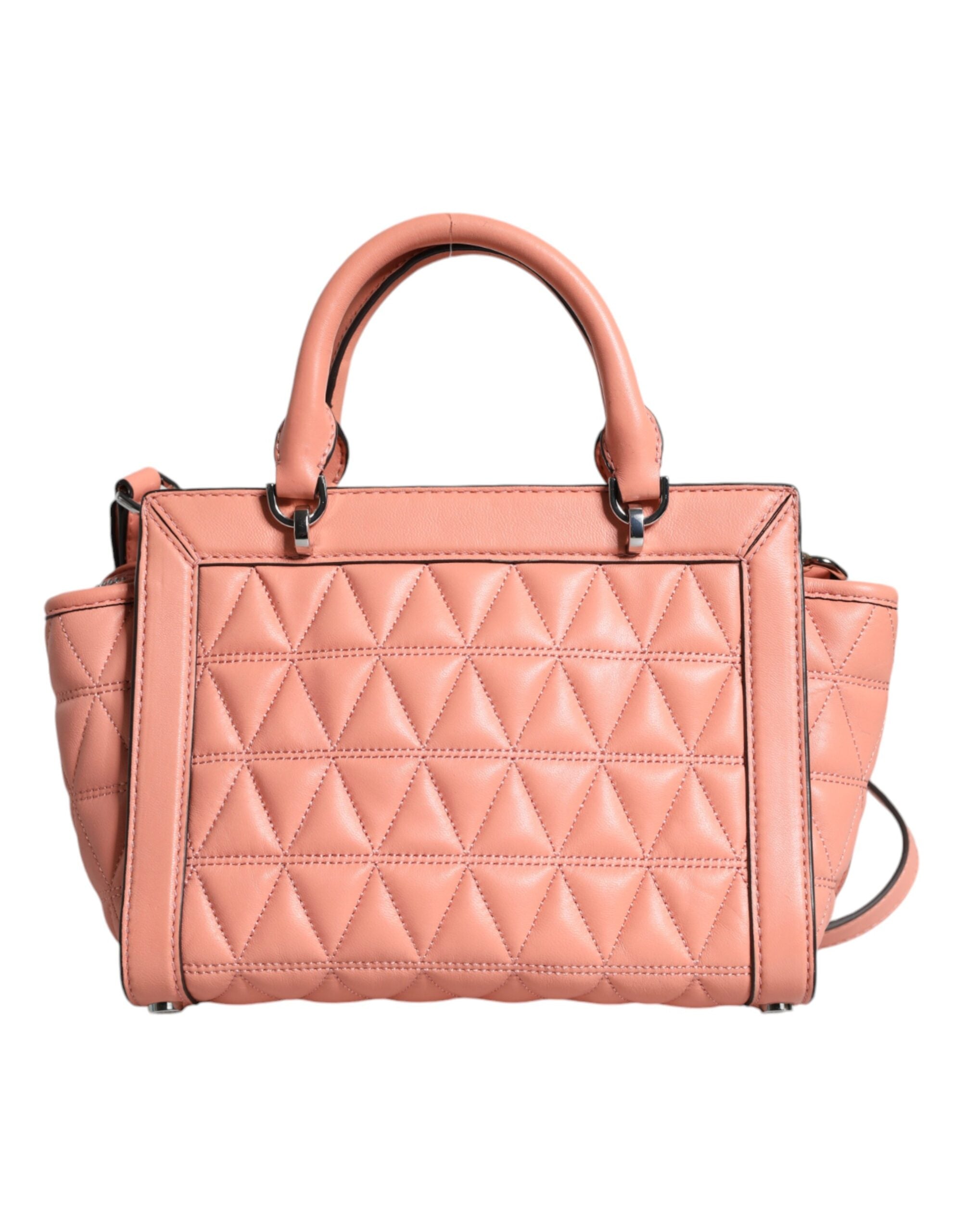 Michael Kors Peach Quilted Leather Logo Crossbody VIVIANNE Messenger Bag - Zeiniez