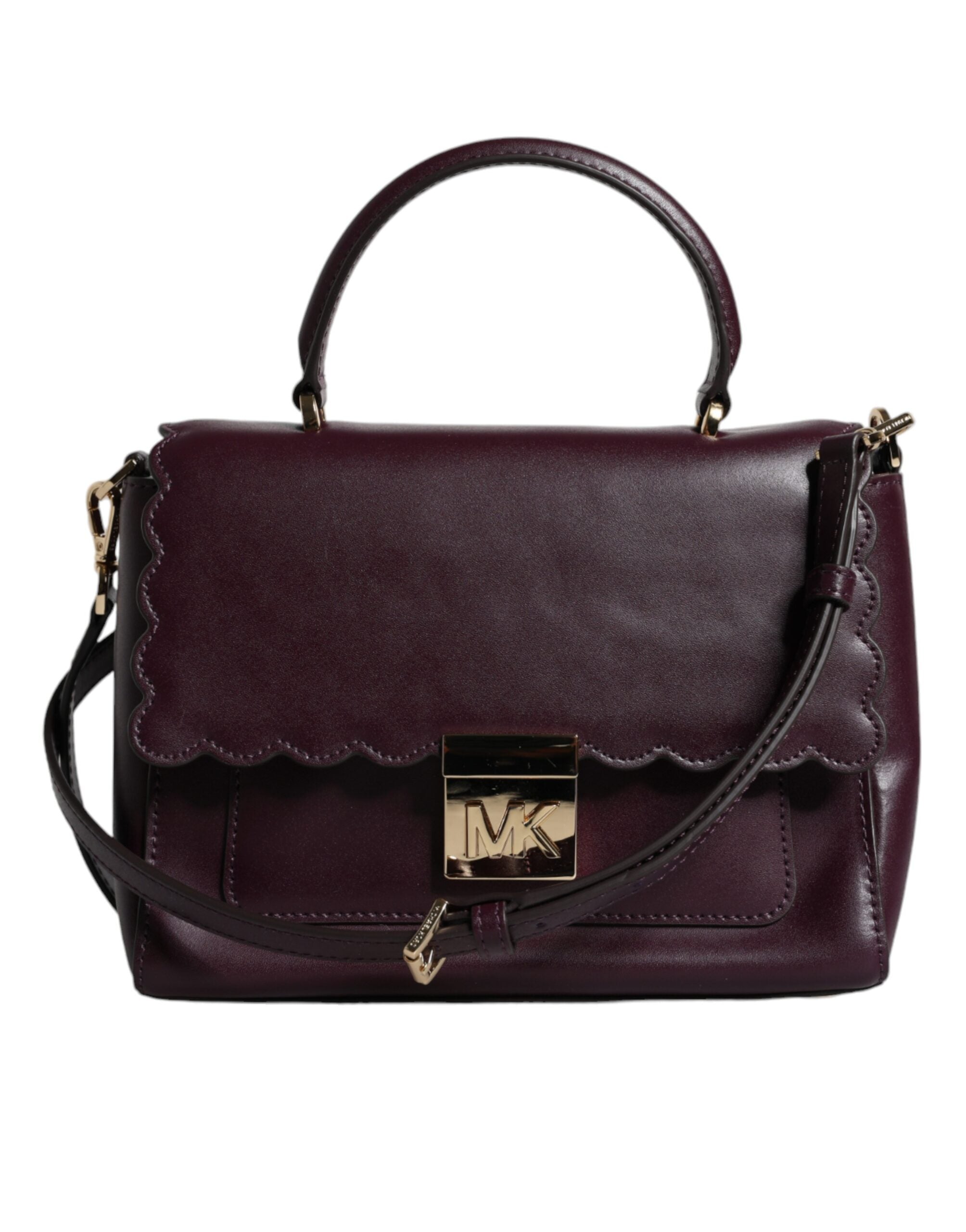 Michael Kors Purple Leather Logo Plaque Crossbody MINDY Satchel Bag - Zeiniez