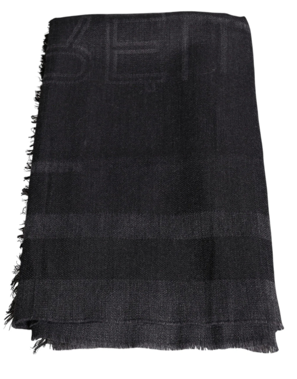 GF Ferre Dark Gray Wool Viscose Foulard Patterned Scarf - Zeiniez