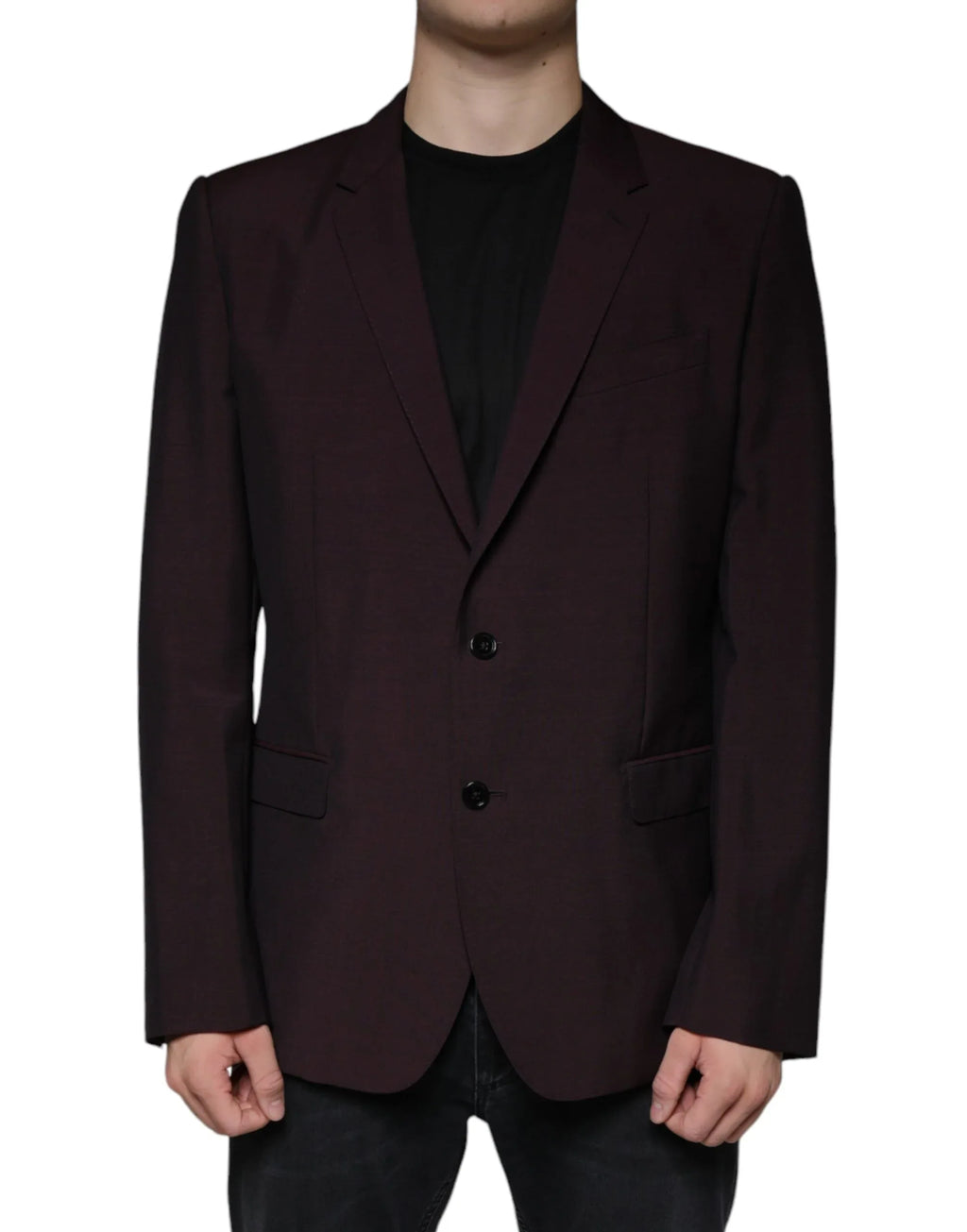 Dolce & Gabbana Bordeaux Wool Single Breasted Dress Blazer - Zeiniez