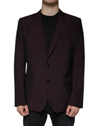 Dolce & Gabbana Bordeaux Wool Single Breasted Dress Blazer - Zeiniez