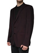 Dolce & Gabbana Bordeaux Wool Single Breasted Dress Blazer - Zeiniez