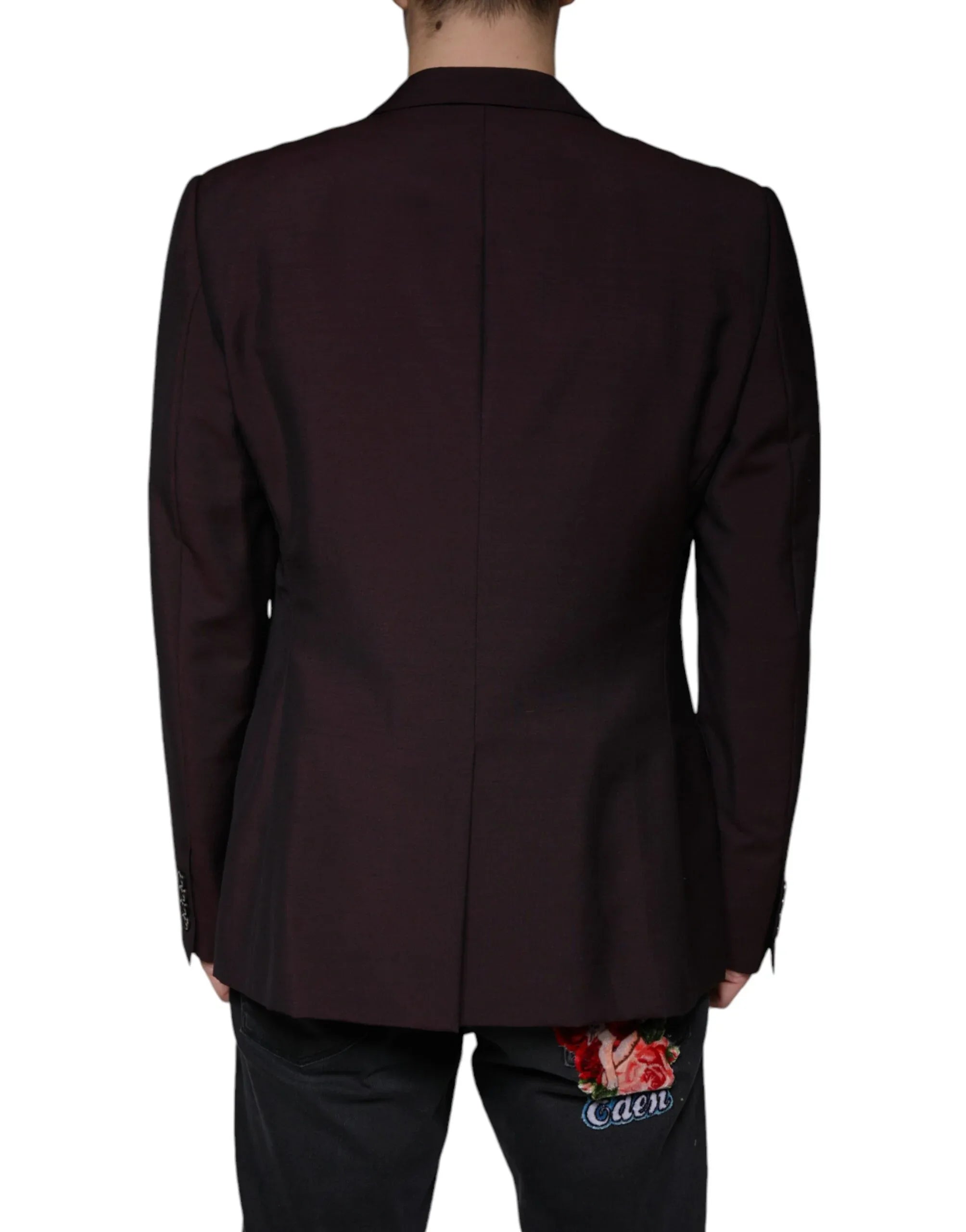 Dolce & Gabbana Bordeaux Wool Single Breasted Dress Blazer - Zeiniez
