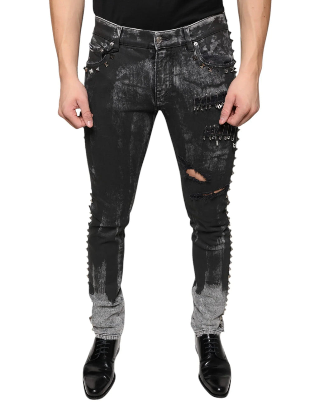 Dolce & Gabbana Black Embellished Cotton Skinny Denim Jeans - Zeiniez