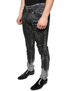 Dolce & Gabbana Black Embellished Cotton Skinny Denim Jeans - Zeiniez