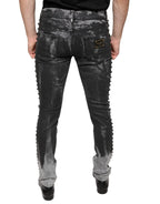 Dolce & Gabbana Black Embellished Cotton Skinny Denim Jeans - Zeiniez