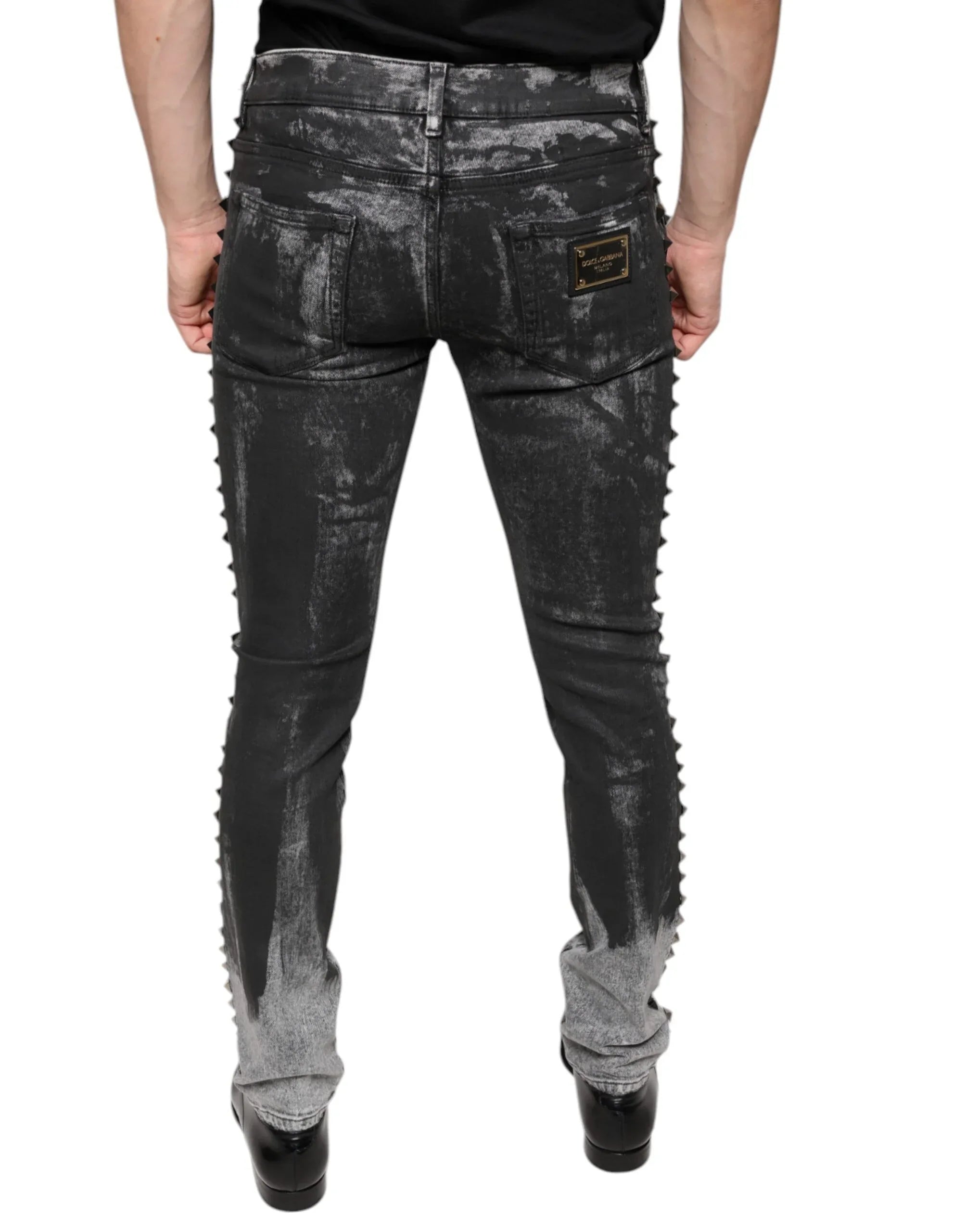 Dolce & Gabbana Black Embellished Cotton Skinny Denim Jeans - Zeiniez