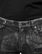 Dolce & Gabbana Black Embellished Cotton Skinny Denim Jeans - Zeiniez