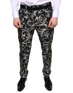 Dolce & Gabbana Black Jacquard Skinny Dress Pants - Zeiniez