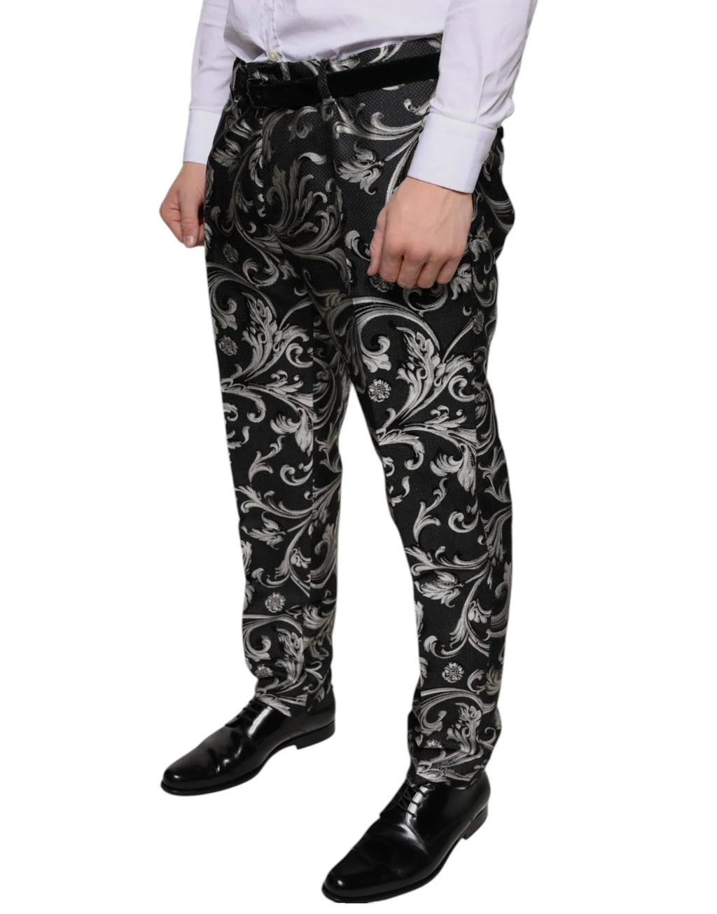 Dolce & Gabbana Black Jacquard Skinny Dress Pants - Zeiniez