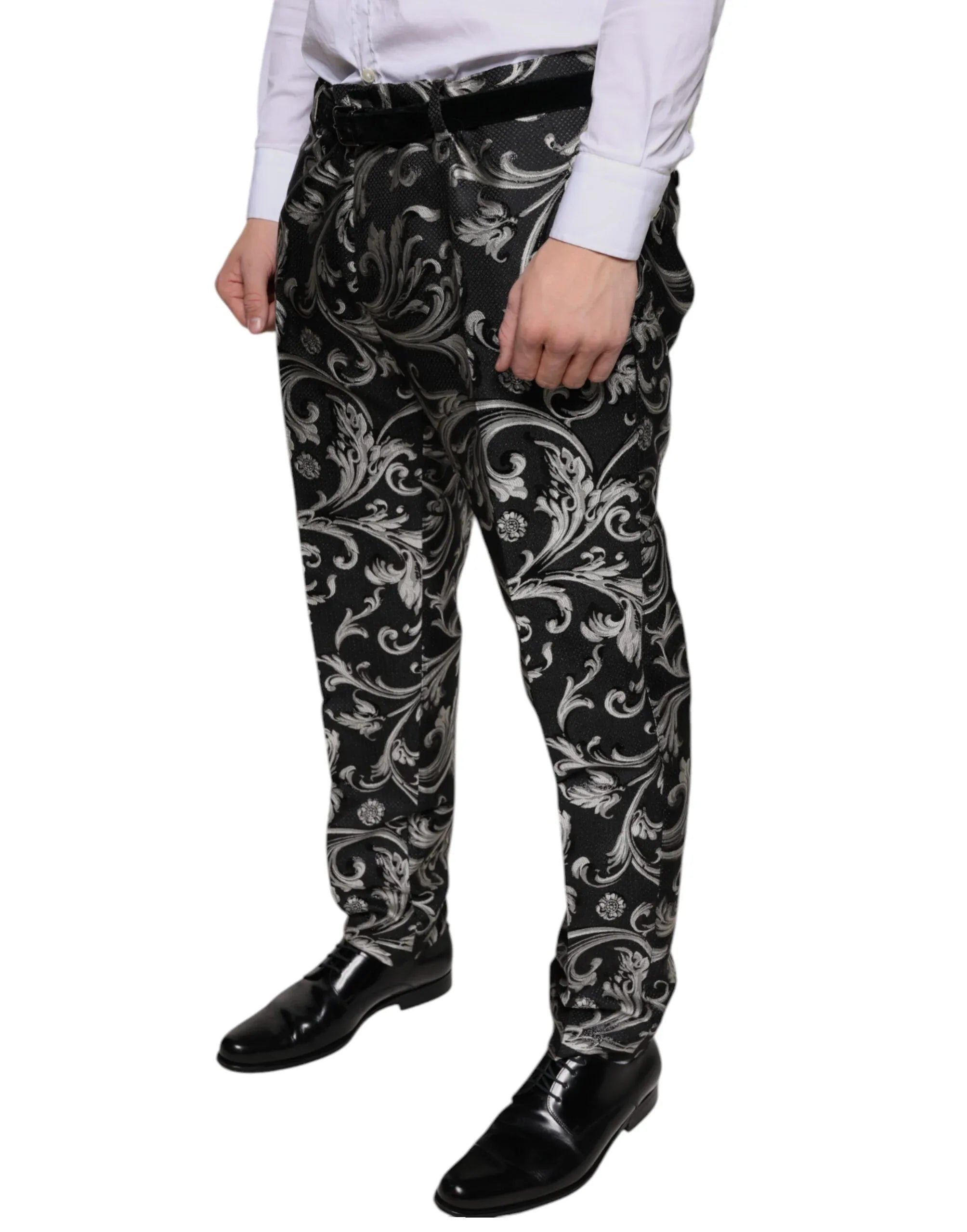 Dolce & Gabbana Black Jacquard Skinny Dress Pants - Zeiniez