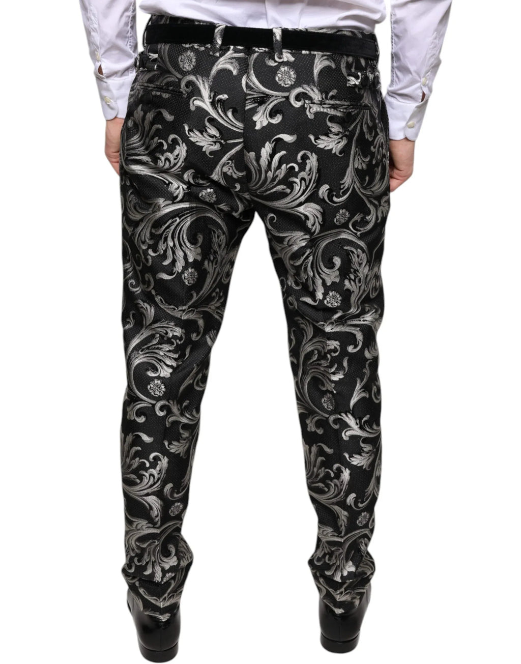 Dolce & Gabbana Black Jacquard Skinny Dress Pants - Zeiniez