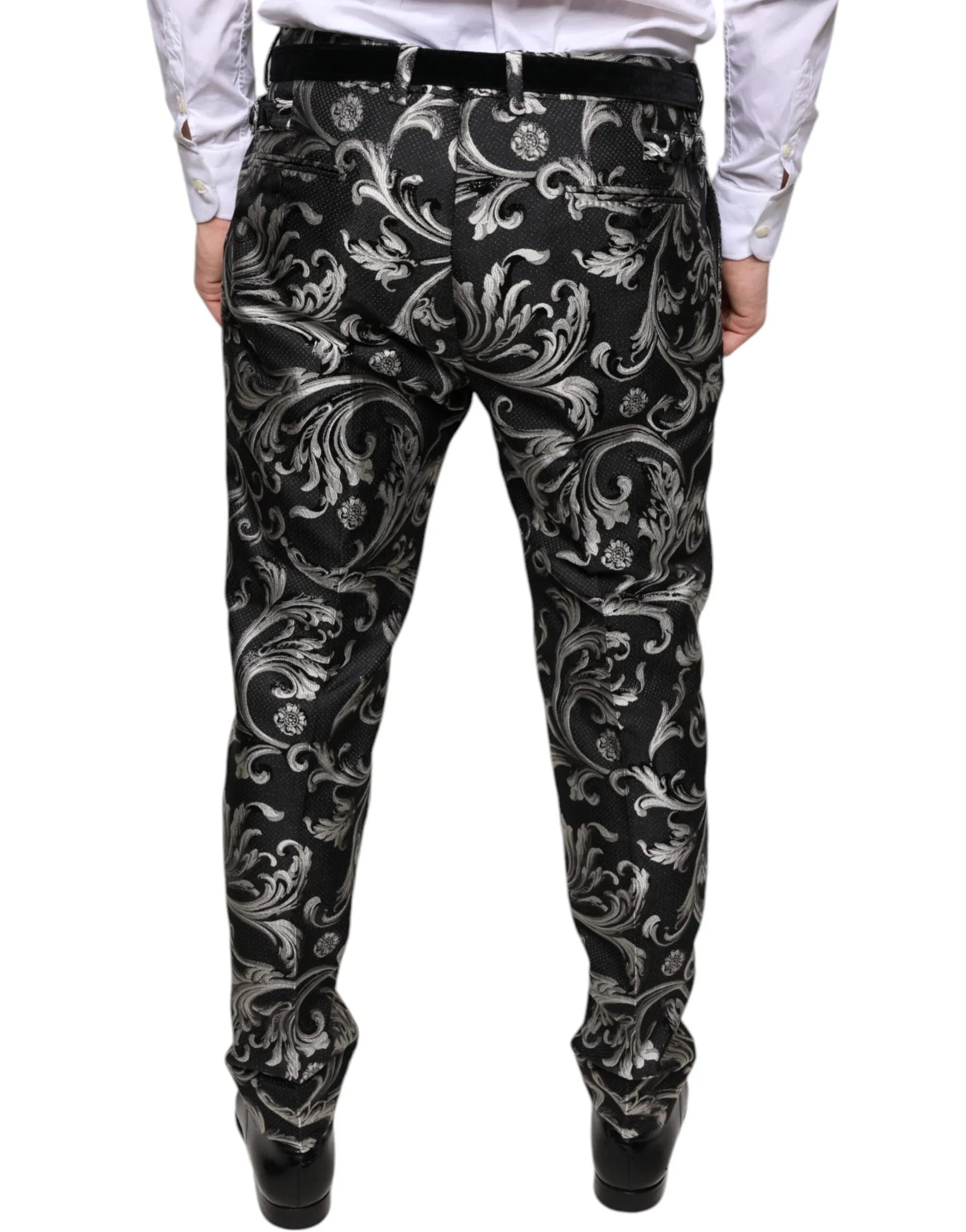 Dolce & Gabbana Black Jacquard Skinny Dress Pants - Zeiniez