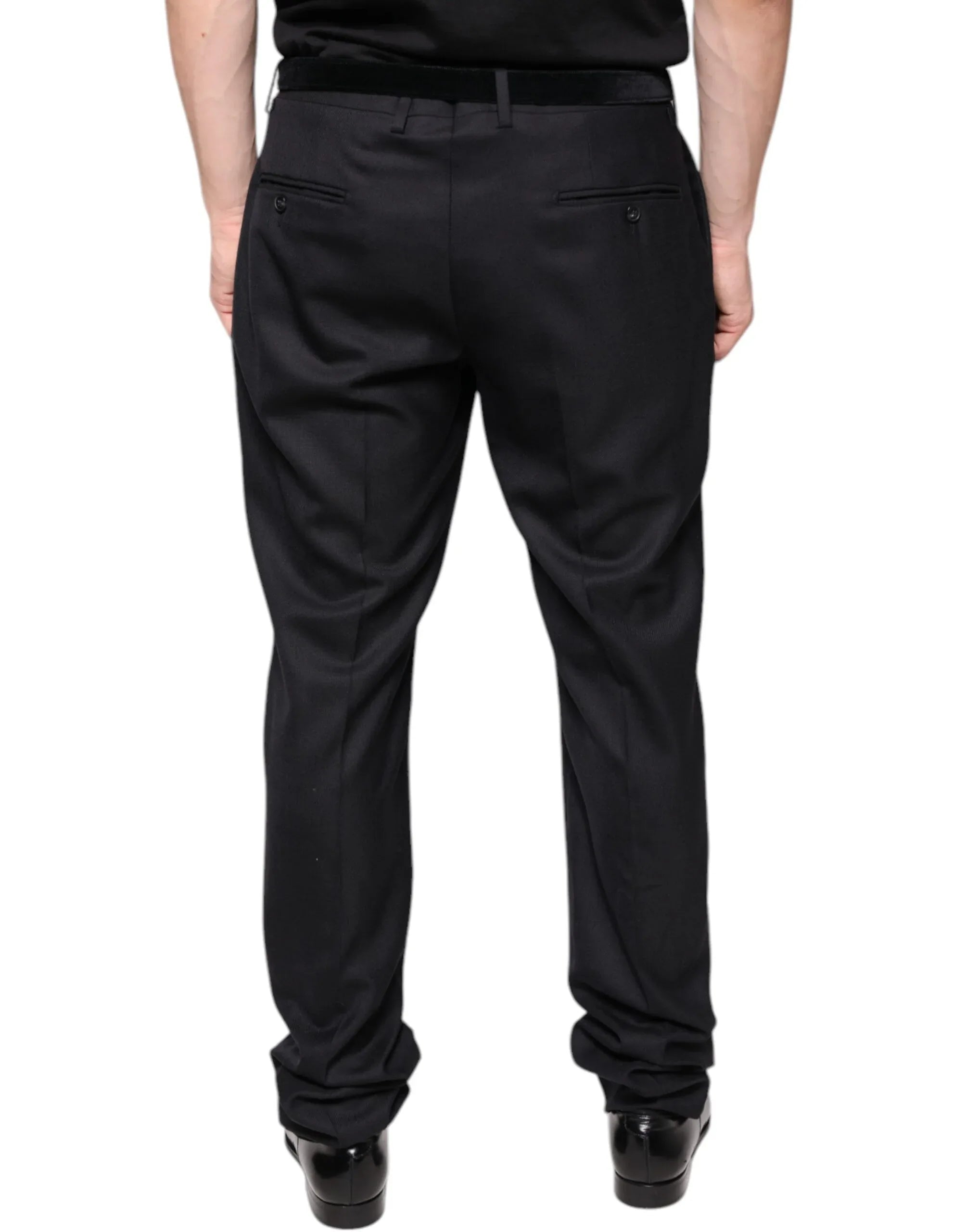 Dolce & Gabbana Black Wool Skinny Dress Formal Pants - Zeiniez