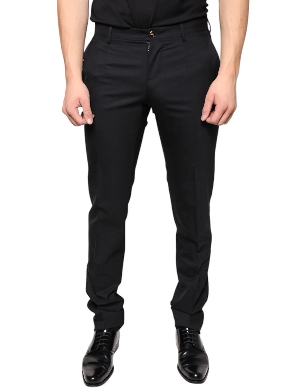 Dolce & Gabbana Black Wool Skinny Men Dress Pants - Zeiniez