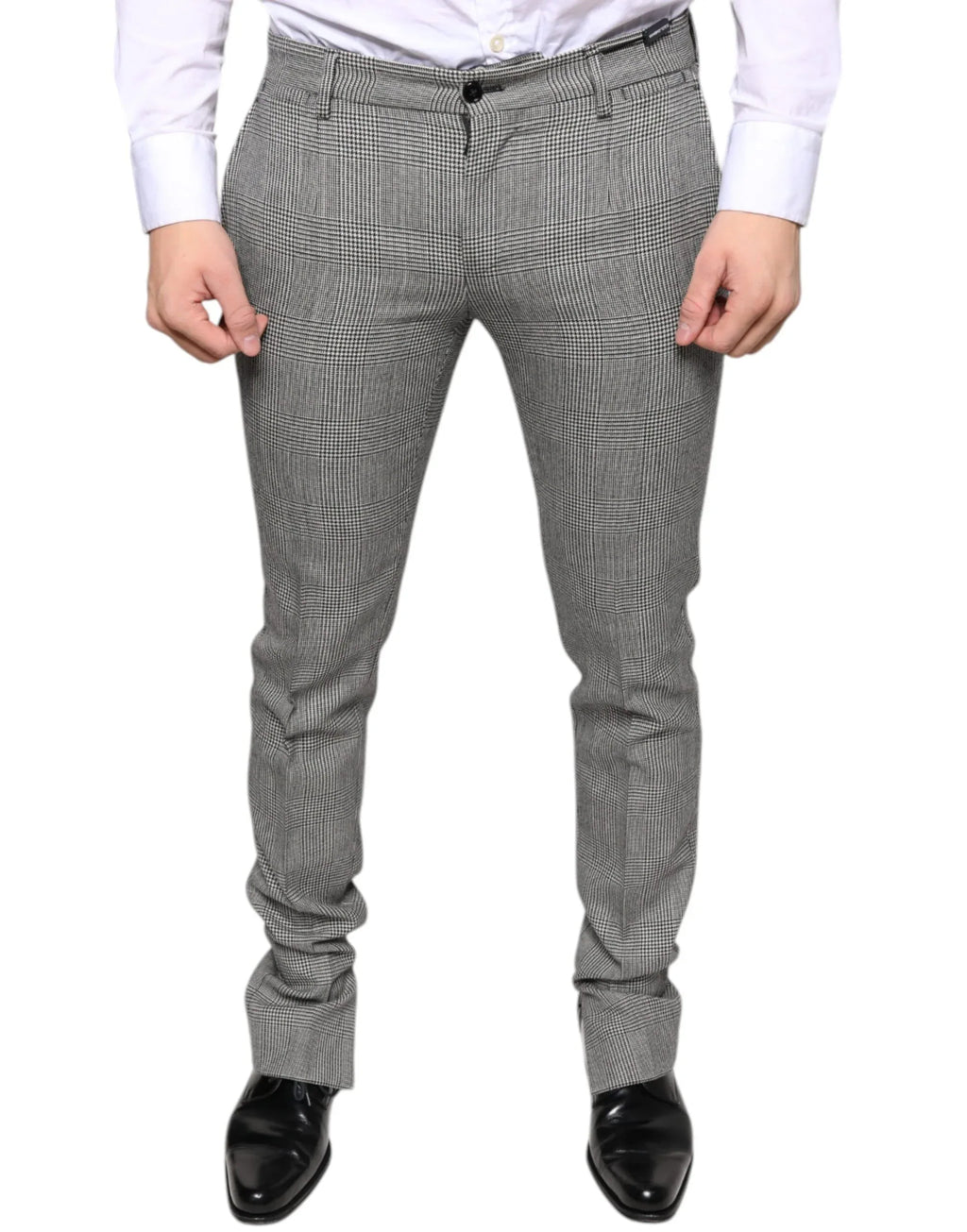 Dolce & Gabbana Gray Check Tartan Wool Skinny Pants - Zeiniez
