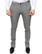 Dolce & Gabbana Gray Check Tartan Wool Skinny Pants - Zeiniez