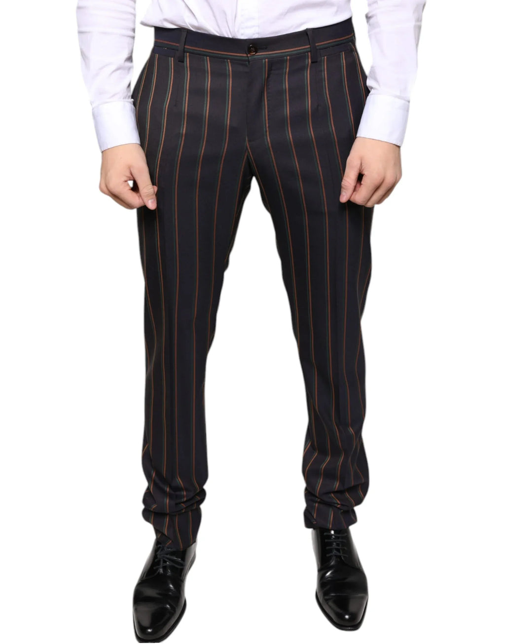Dolce & Gabbana Brown Stripes Skinny Men Dress Pants - Zeiniez
