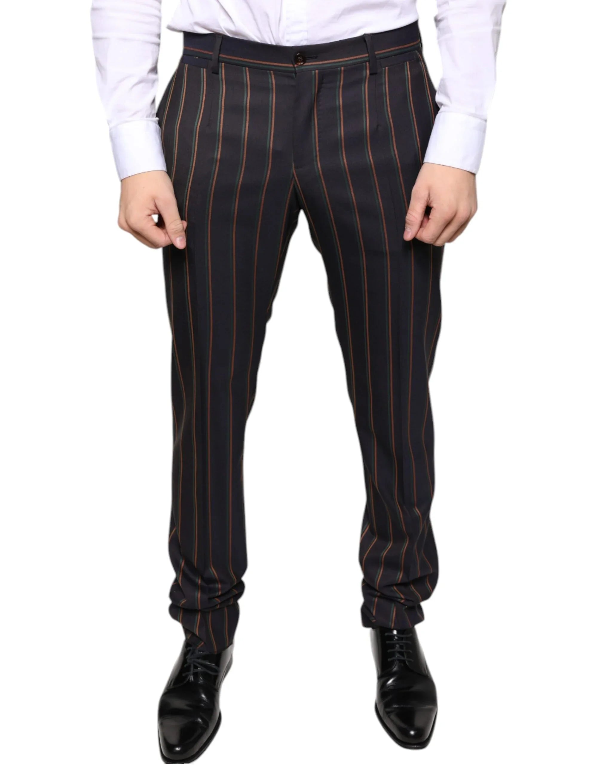Dolce & Gabbana Brown Stripes Skinny Men Dress Pants - Zeiniez