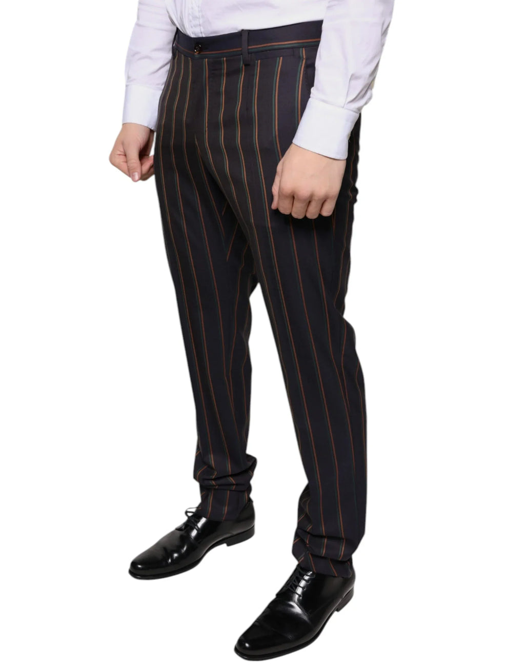 Dolce & Gabbana Brown Stripes Skinny Men Dress Pants - Zeiniez