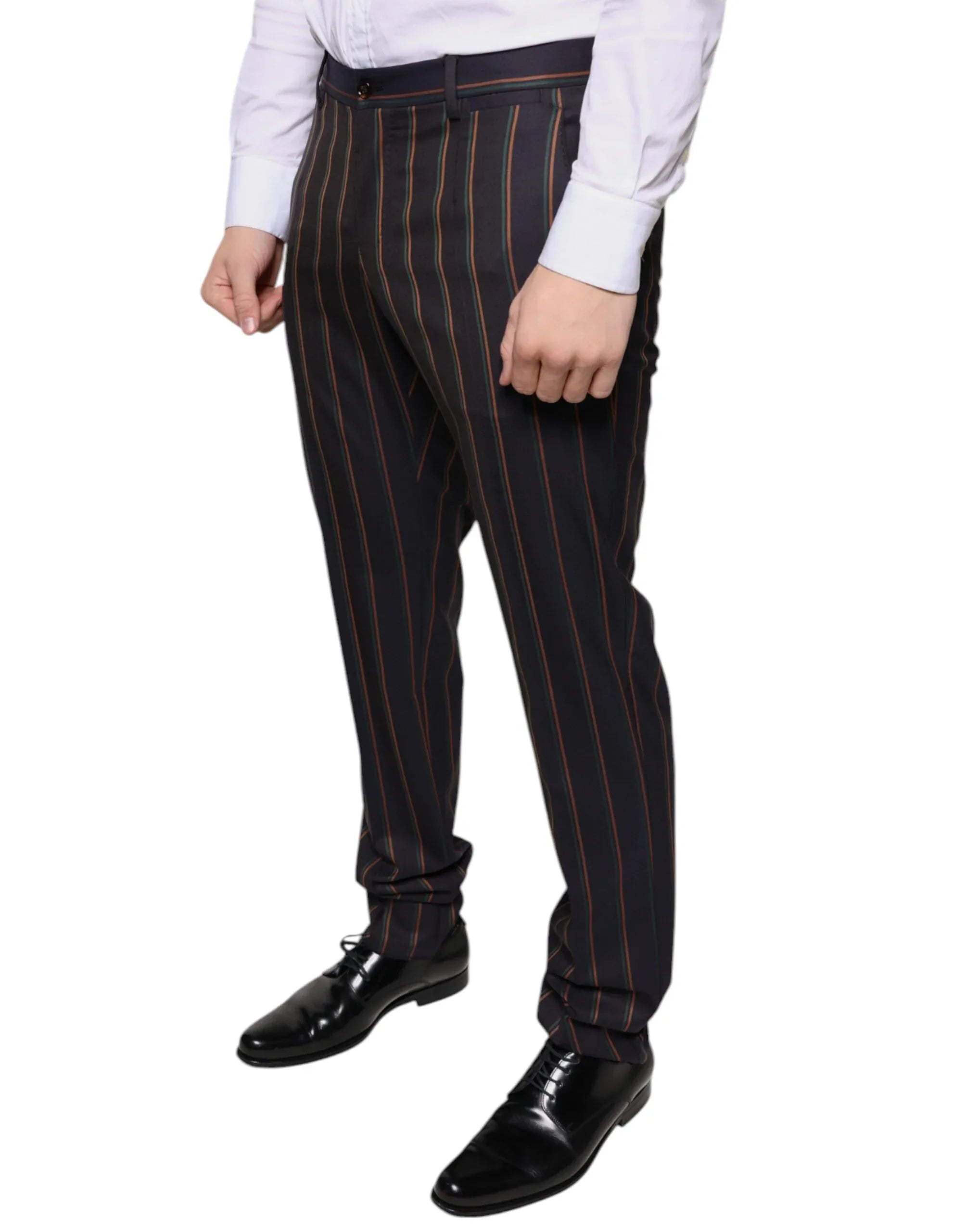Dolce & Gabbana Brown Stripes Skinny Men Dress Pants - Zeiniez