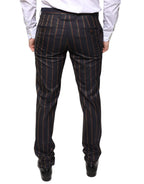 Dolce & Gabbana Brown Stripes Skinny Men Dress Pants - Zeiniez