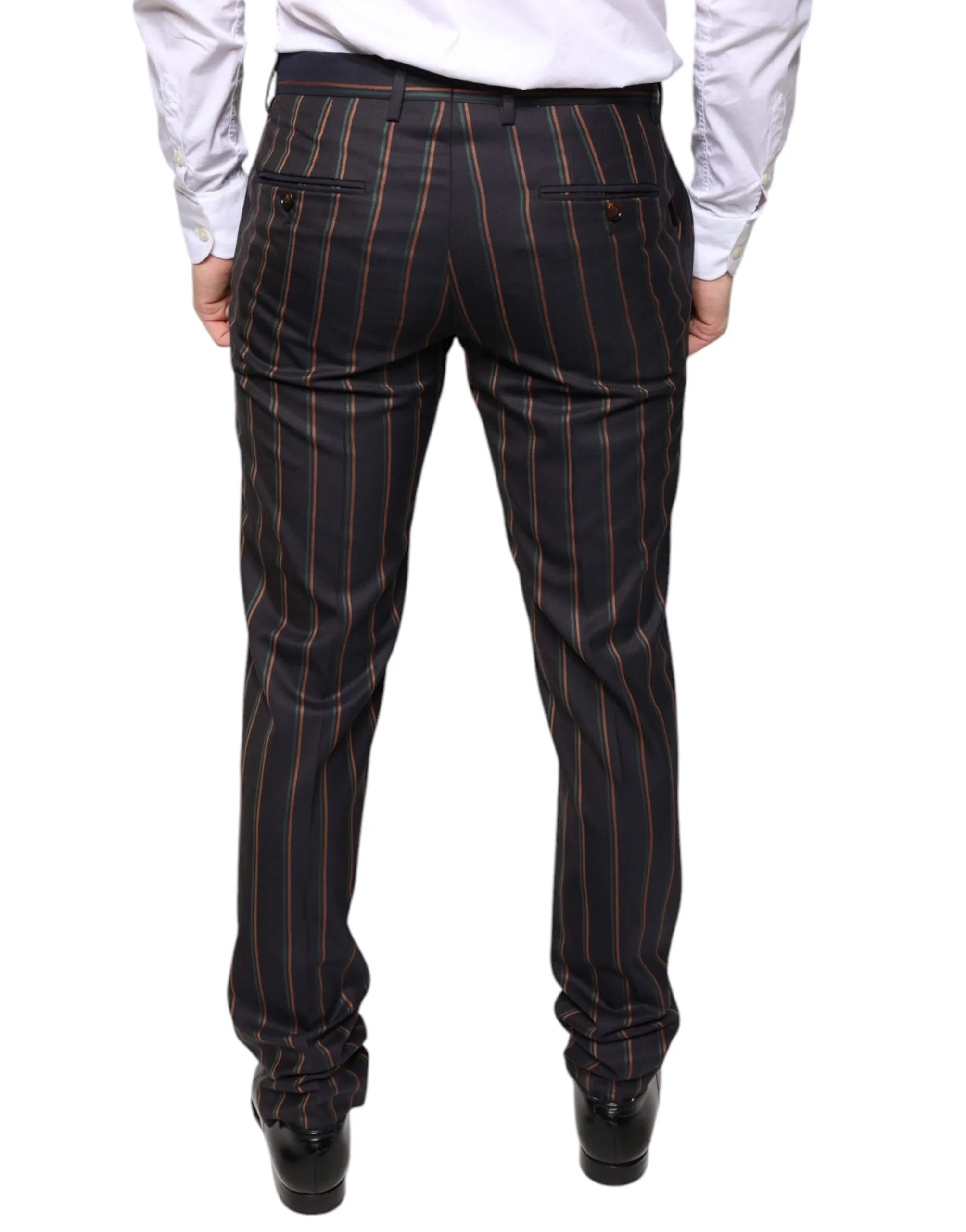 Dolce & Gabbana Brown Stripes Skinny Men Dress Pants - Zeiniez
