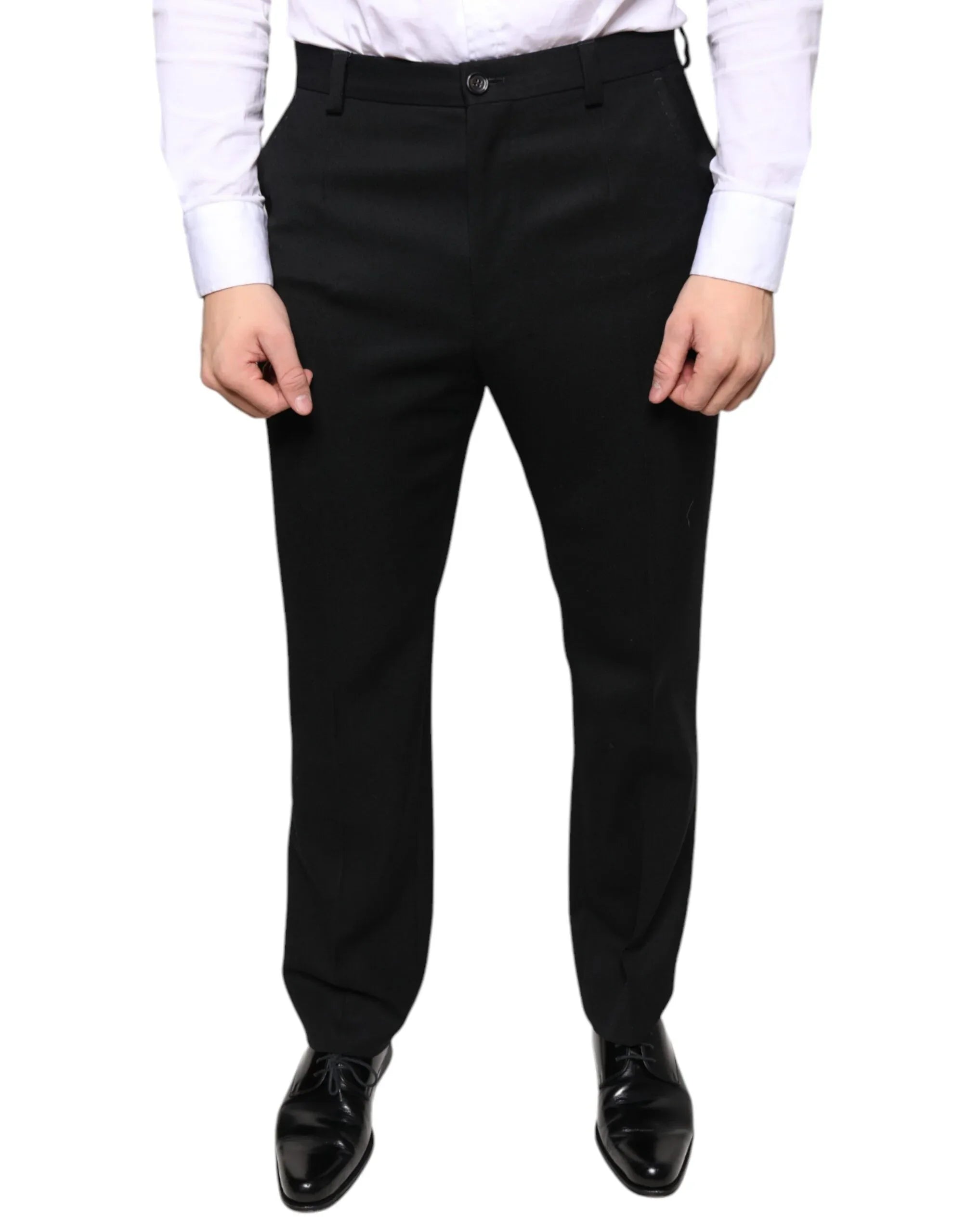 Dolce & Gabbana Black Wool Skinny Men Dress Pants - Zeiniez