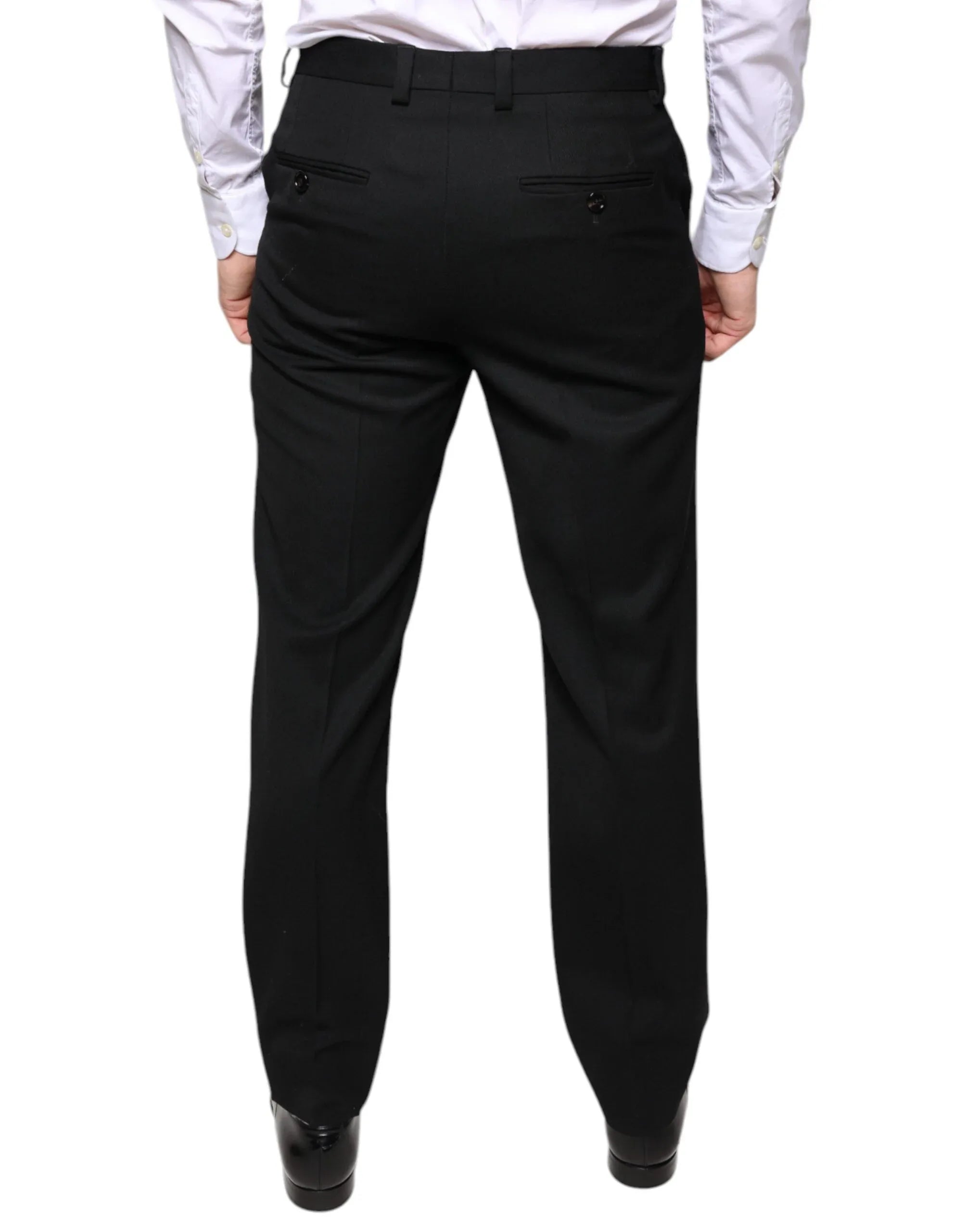 Dolce & Gabbana Black Wool Skinny Men Dress Pants - Zeiniez