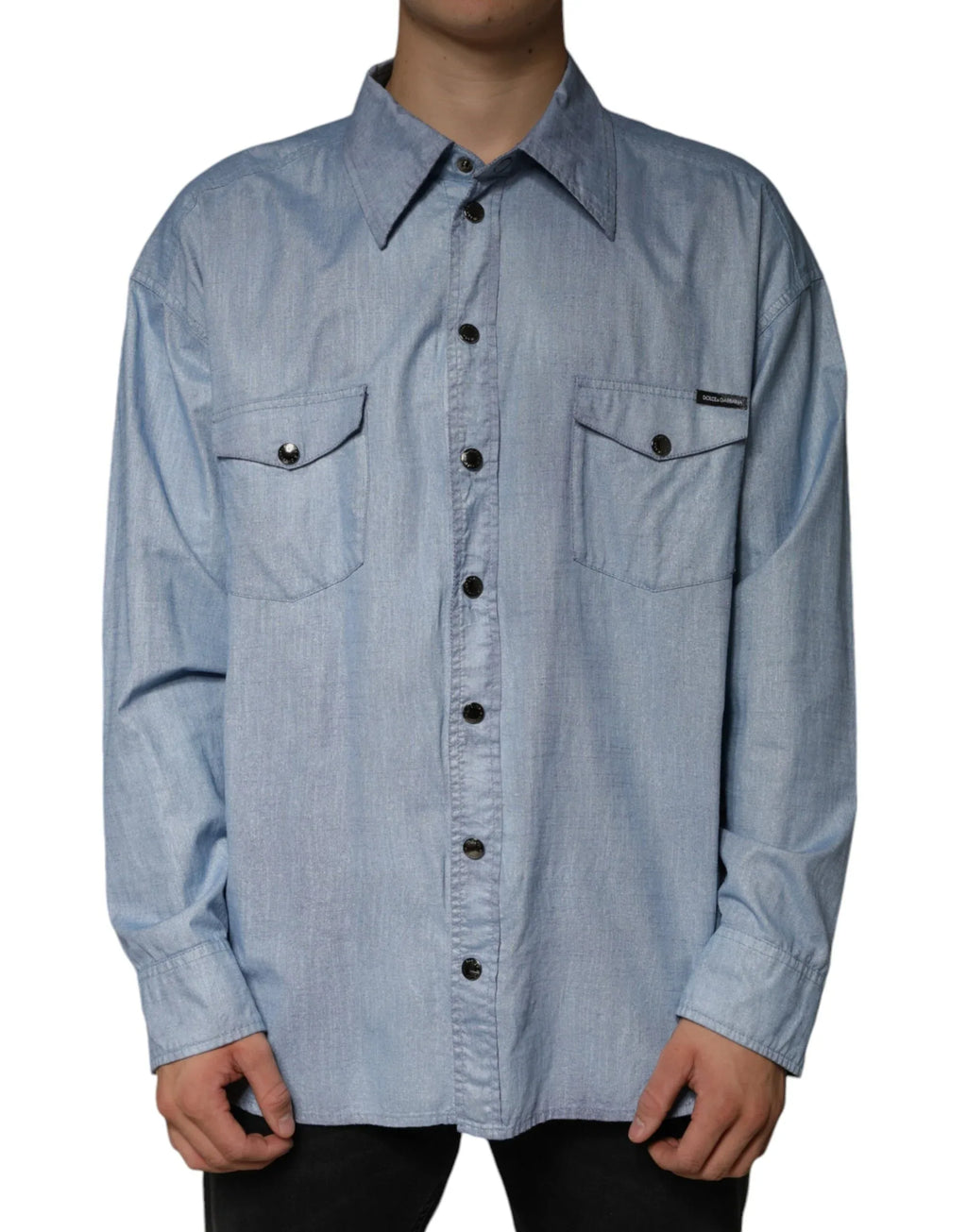 Dolce & Gabbana Light Blue Cotton Button Down Casual Shirt - Zeiniez