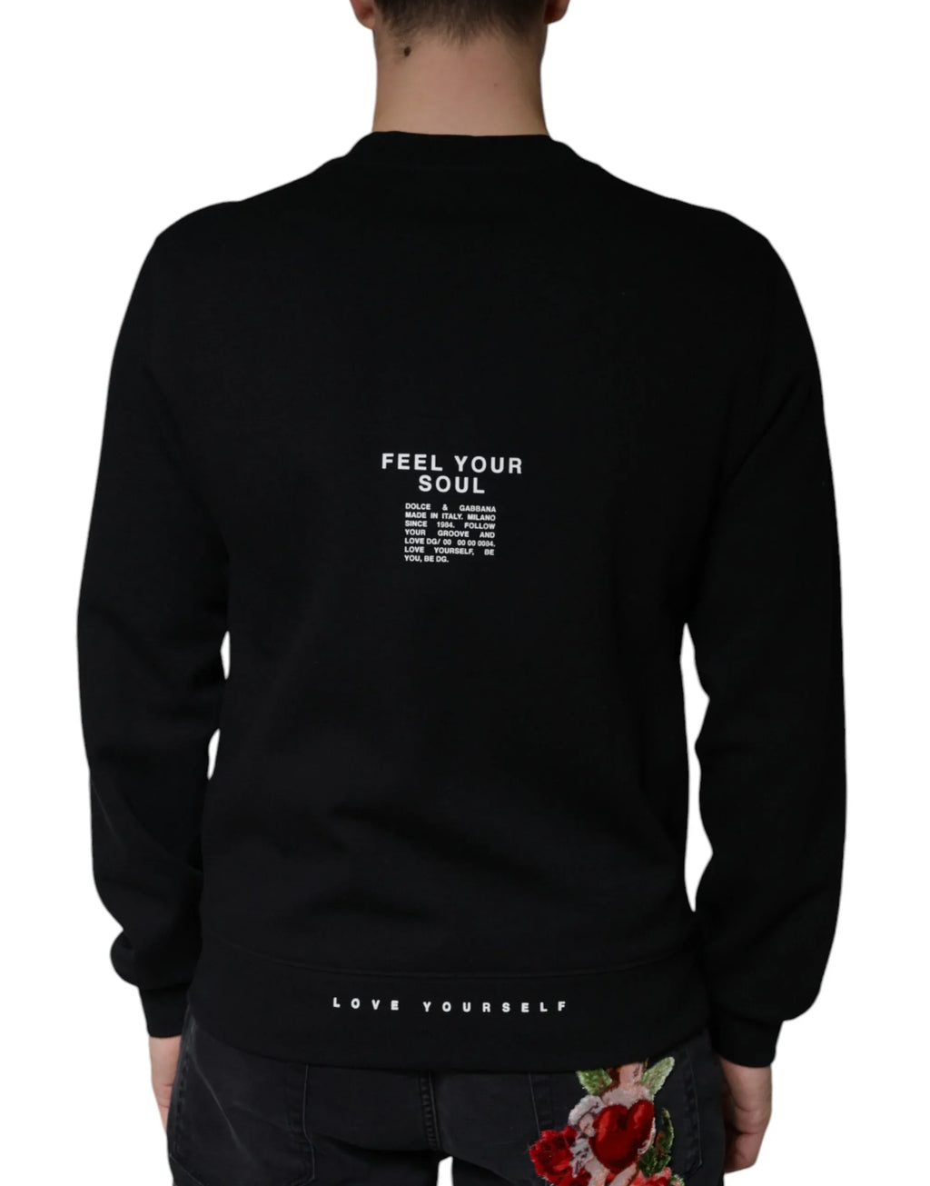 Dolce & Gabbana Black Logo Print CrewNeck Sweatshirt Sweater - Zeiniez