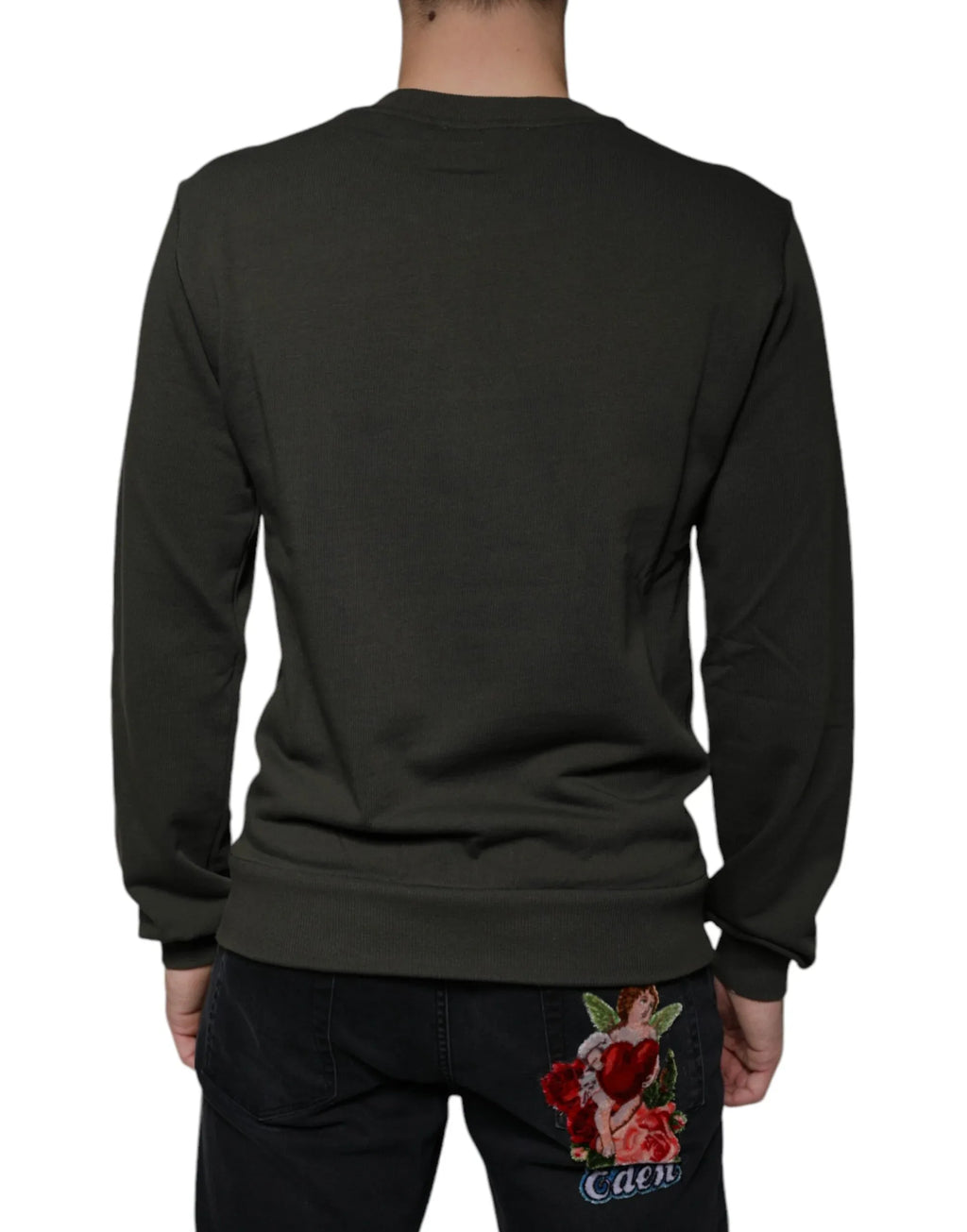 Dolce & Gabbana Army Green DG Crown Crew Neck Pullover Sweater - Zeiniez