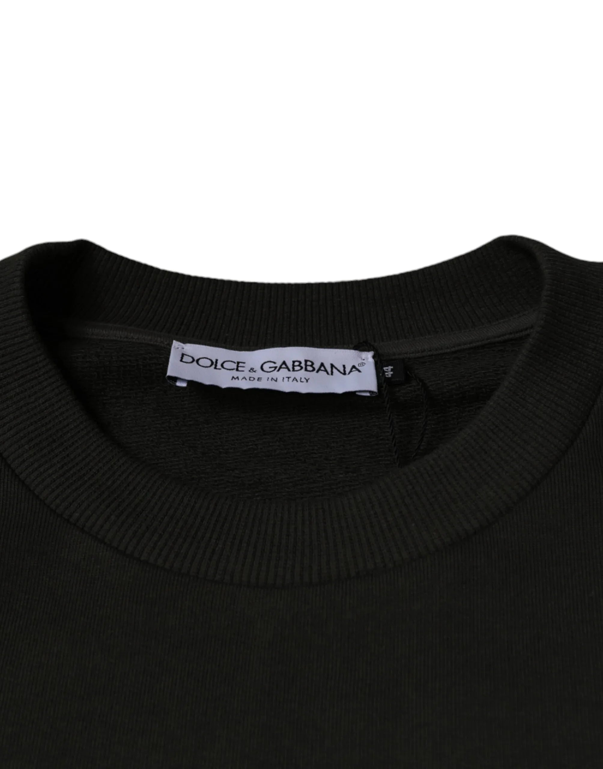 Dolce & Gabbana Army Green DG Crown Crew Neck Pullover Sweater - Zeiniez