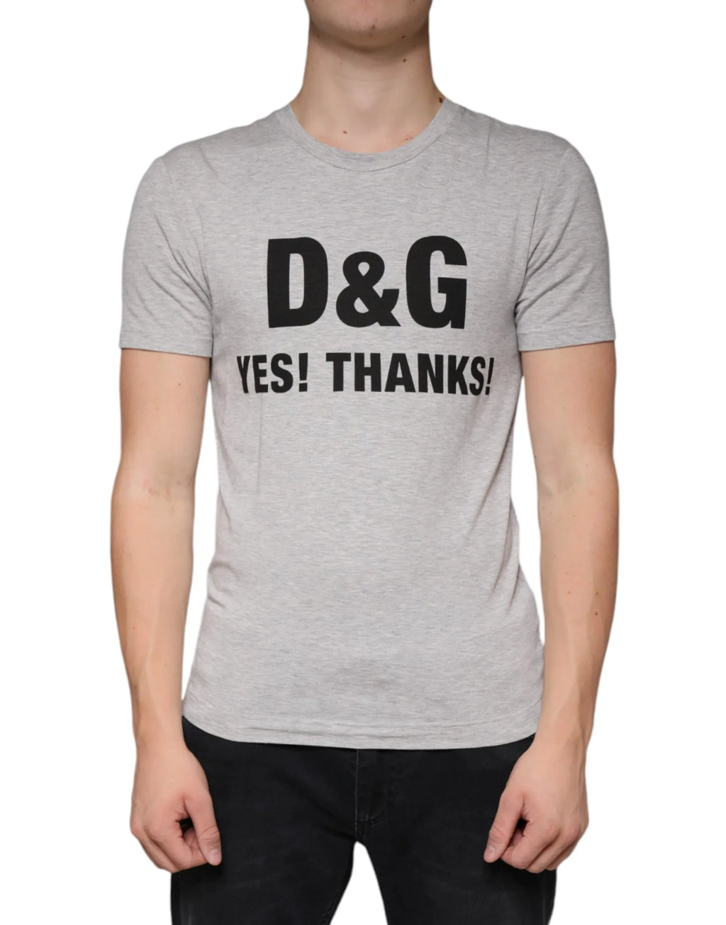 Dolce & Gabbana Gray Logo Print Crewneck Short Sleeve T-shirt - Zeiniez