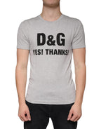 Dolce & Gabbana Gray Logo Print Crewneck Short Sleeve T-shirt - Zeiniez