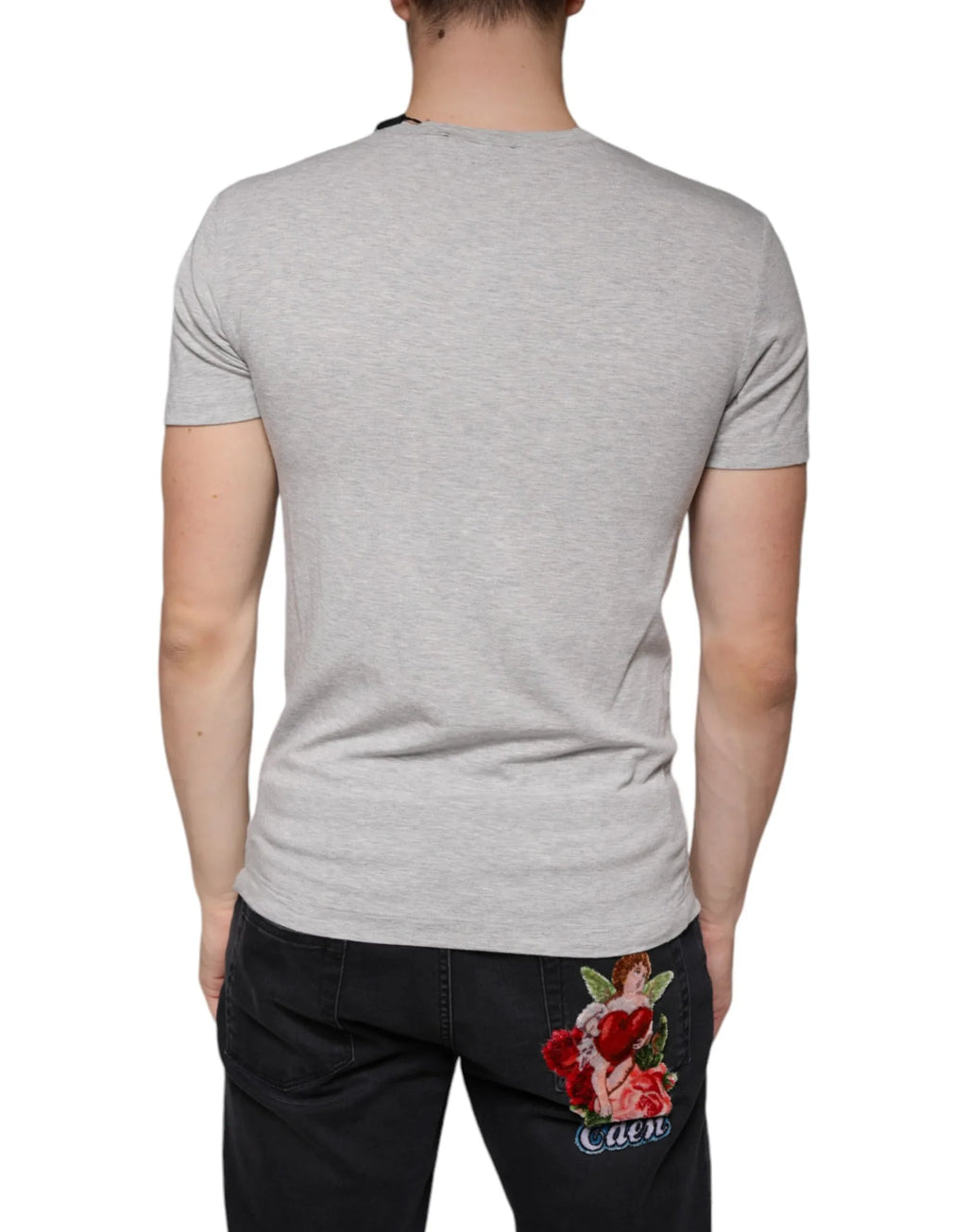 Dolce & Gabbana Gray Logo Print Crewneck Short Sleeve T-shirt - Zeiniez