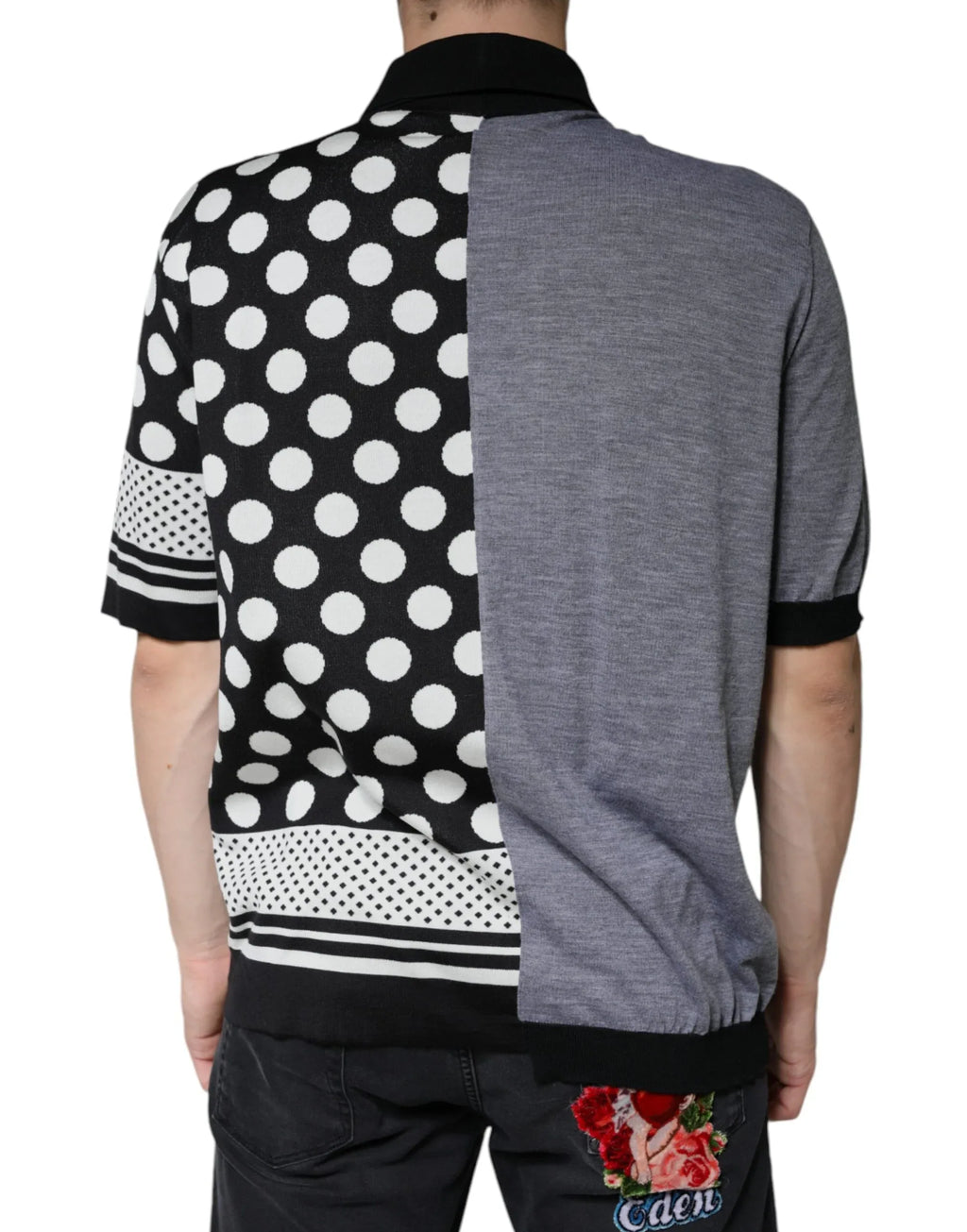 Dolce & Gabbana Black White Polka Dot Collared Polo T-shirt - Zeiniez