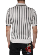 Dolce & Gabbana White Black Stripe Polo Short Sleeve T-shirt - Zeiniez