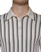 Dolce & Gabbana White Black Stripe Polo Short Sleeve T-shirt - Zeiniez