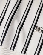 Dolce & Gabbana White Black Stripe Polo Short Sleeve T-shirt - Zeiniez