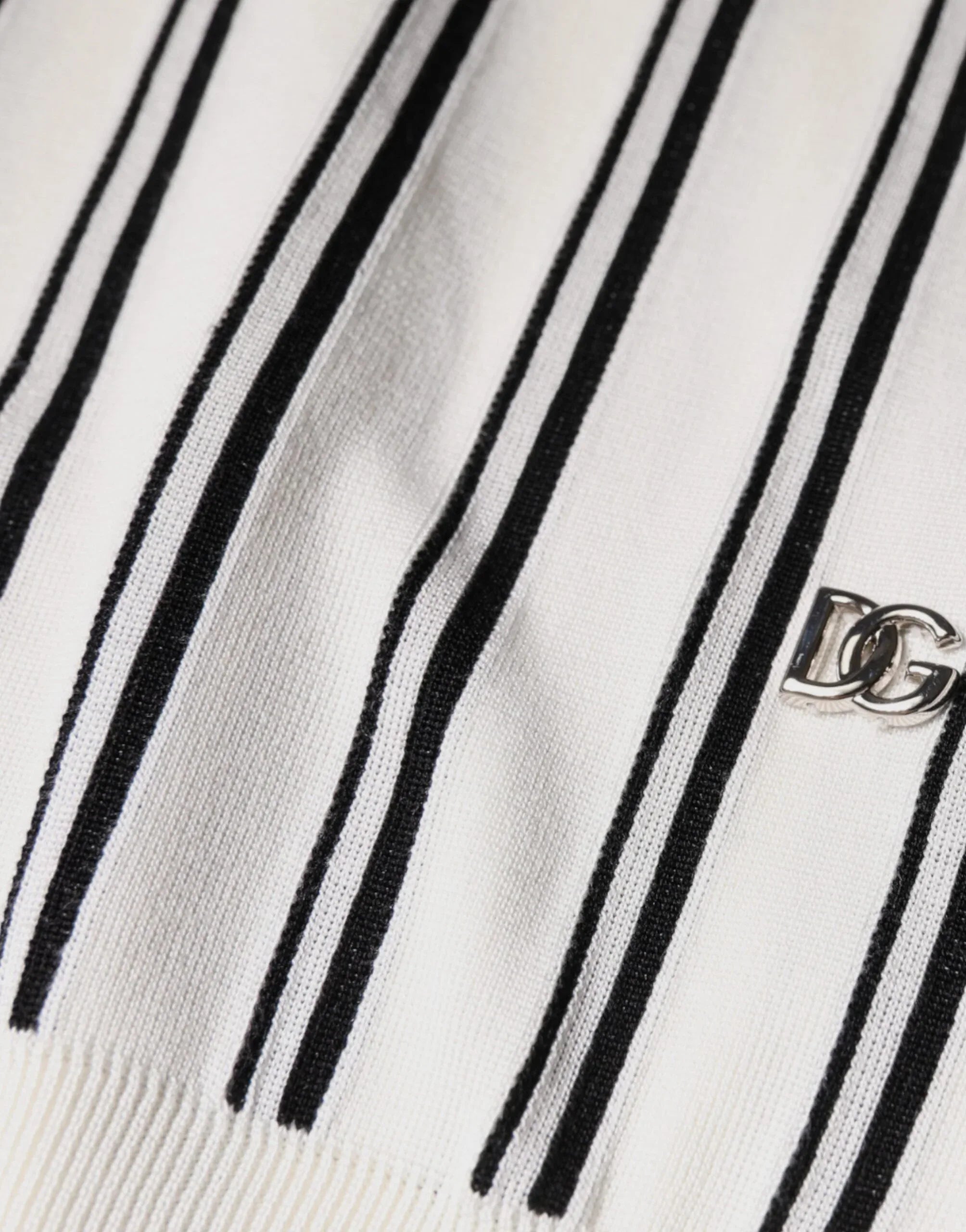 Dolce & Gabbana White Black Stripe Polo Short Sleeve T-shirt - Zeiniez